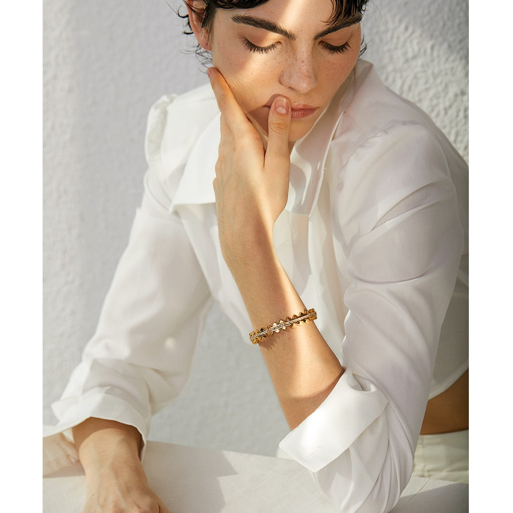 Bracelete Stark Cravejado de Zircônias em Prata 925 ou Ouro 18K