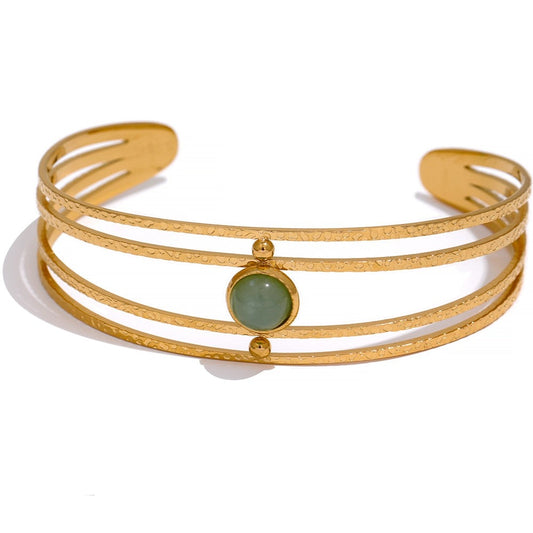 Bracelete Boho Green Stone em Ouro 18K
