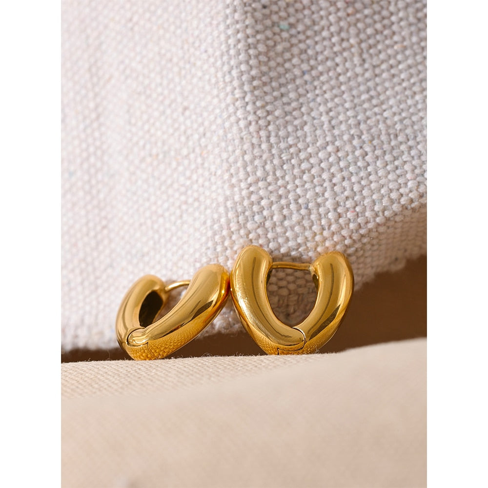 Brinco Chunky Hoop Minimalista em Ouro 18k