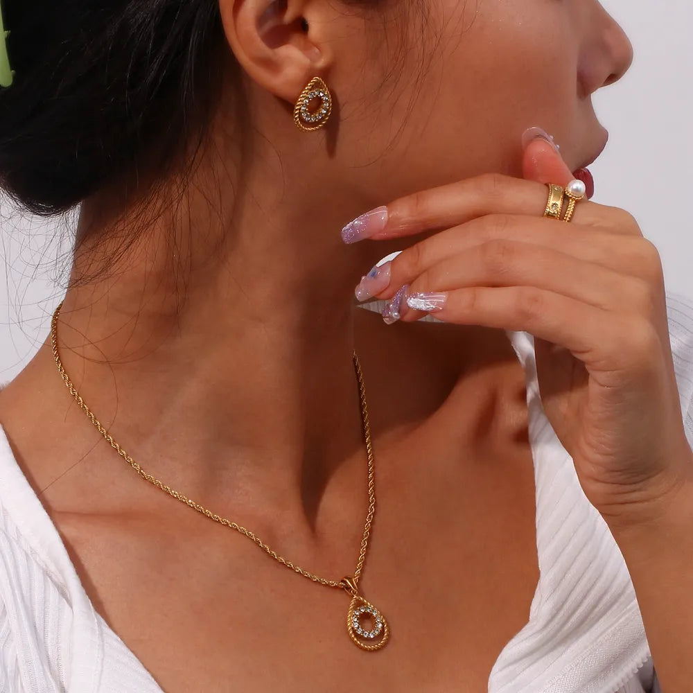 Conjunto Colar e Brincos Isla de Zircônias e Ouro 18k