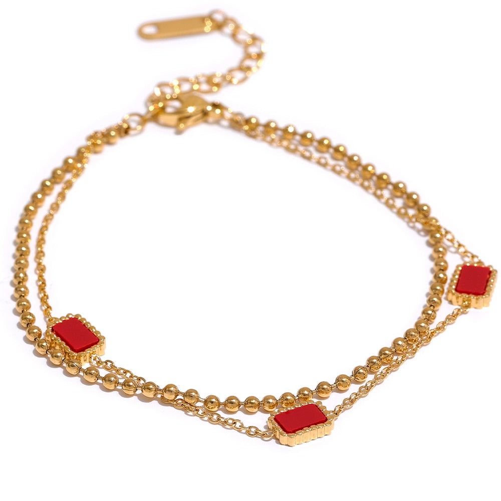 Pulseira 2 Fios Dalila Pedras Naturais em Ouro 18K