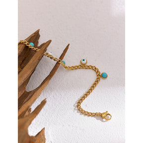Pulseira Olho Grego em Turquesa e Ouro 18K