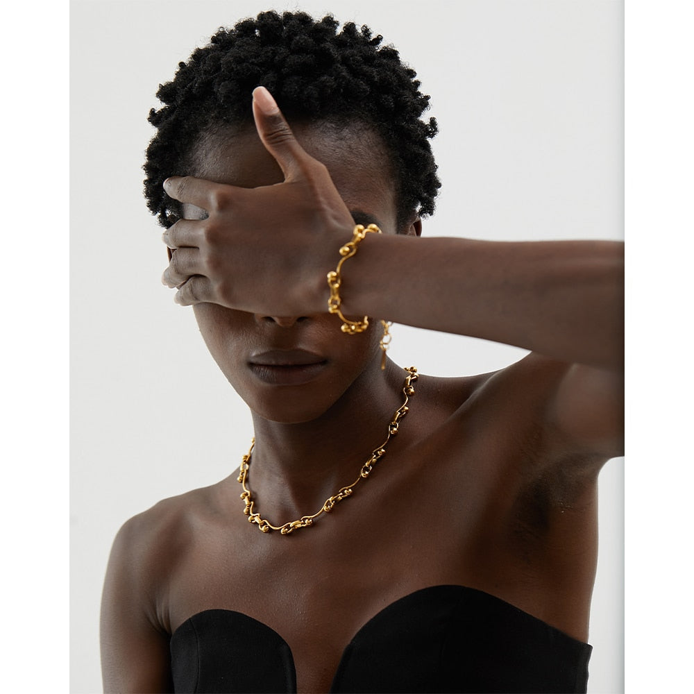 Conjunto Colar e Pulseira Brianna em Ouro 18K