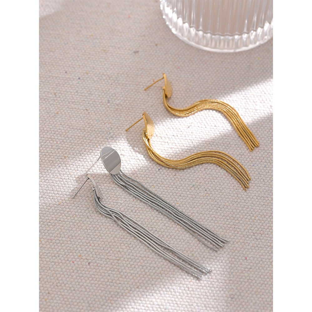 Brinco Drop Cascata de Banho em Ouro 18K e Prata 925