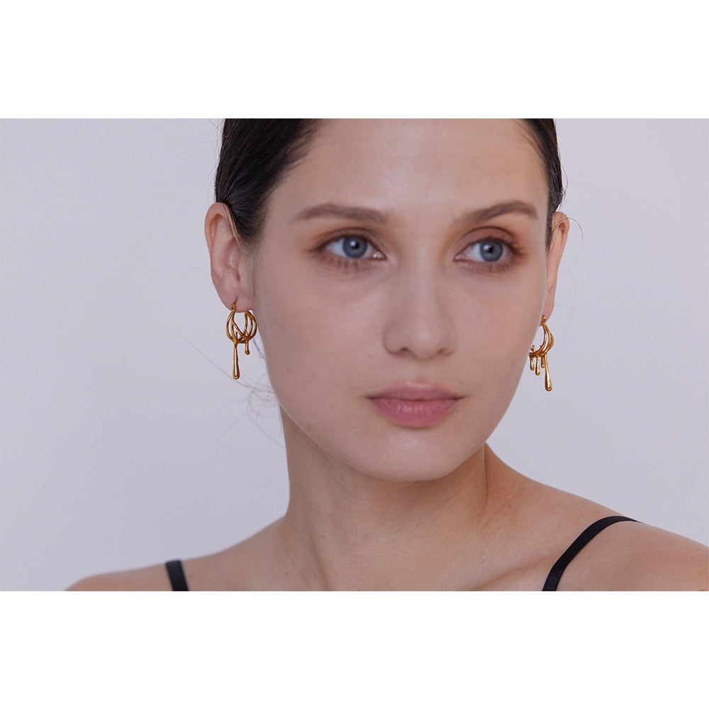 Brinco Gotas Derramadas em Ouro 18K