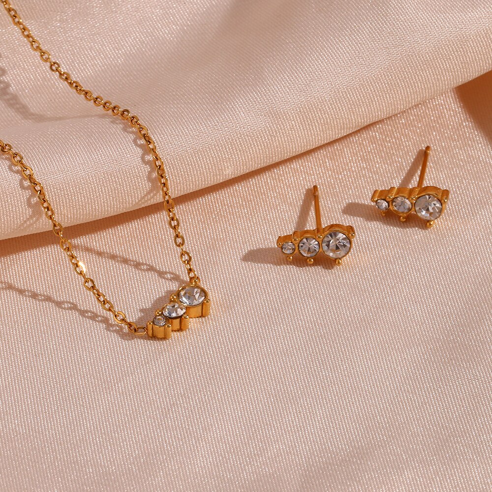 Conjunto Colar e Brincos Delicarium em Ouro 18K e Zircônias