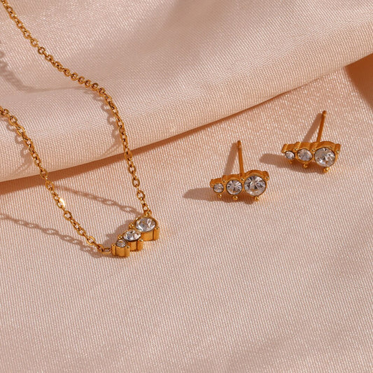 Conjunto Colar e Brincos Delicarium em Ouro 18K e Zircônias