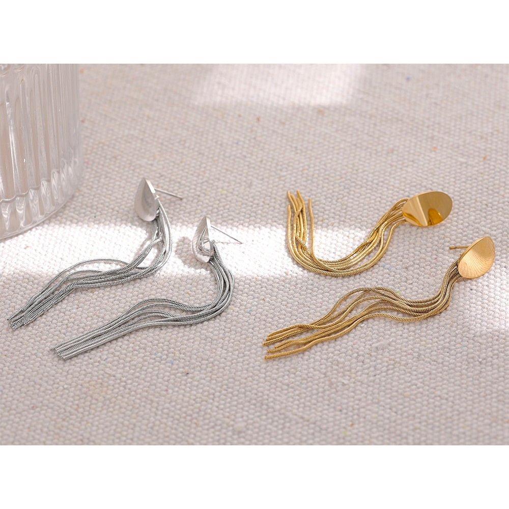 Brinco Drop Cascata de Banho em Ouro 18K e Prata 925