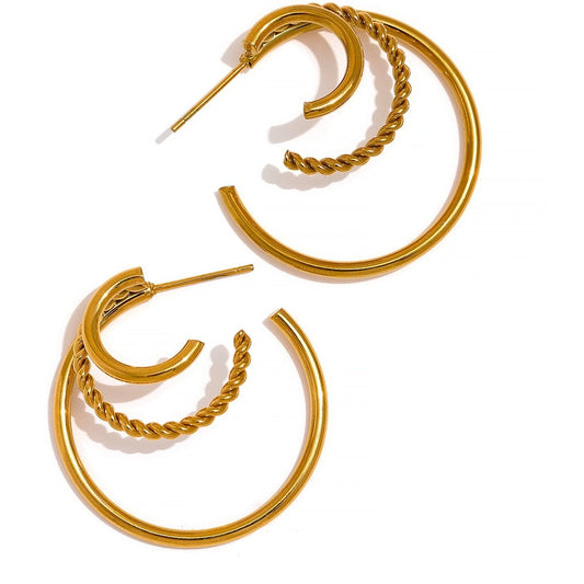 Brinco de Argolas Triplas em Ouro 18K