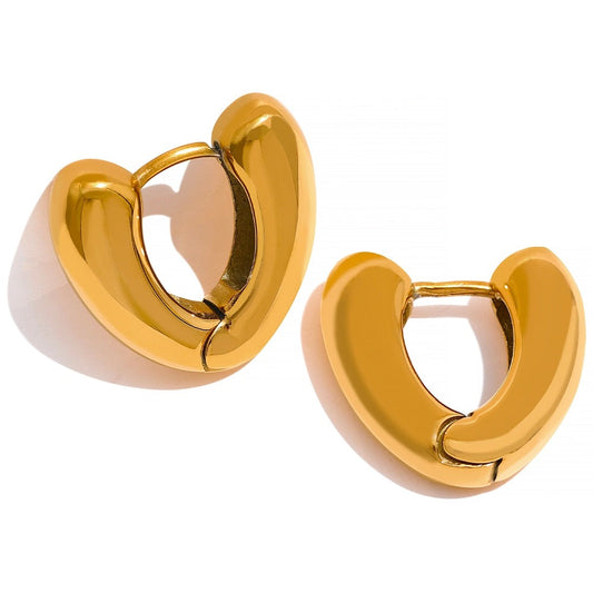 Brinco Chunky Hoop Minimalista em Ouro 18k
