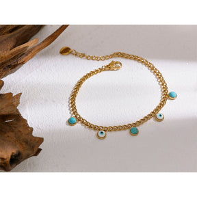 Pulseira Olho Grego em Turquesa e Ouro 18K