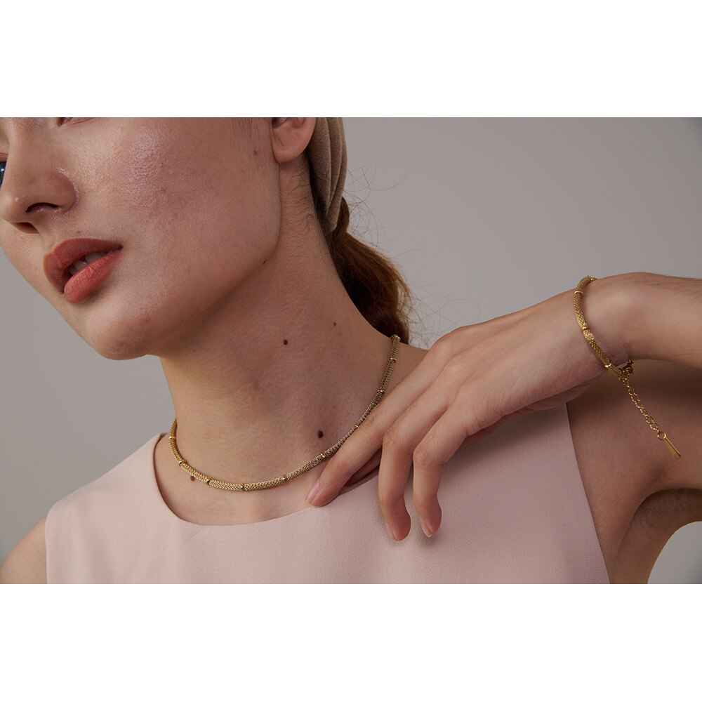 Conjunto Colar e Pulseira Alessia em Ouro 18K