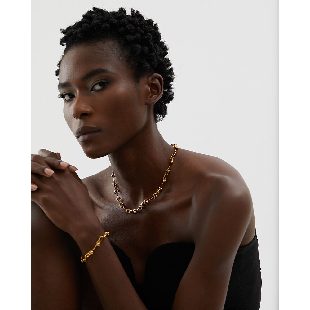 Conjunto Colar e Pulseira Brianna em Ouro 18K