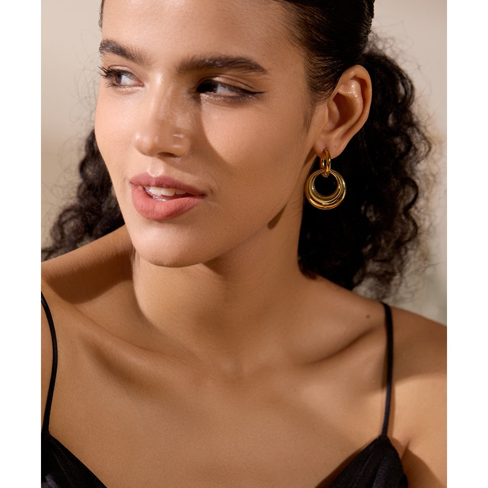 Brinco Argola Dupla em Ouro 18K e Prata 925