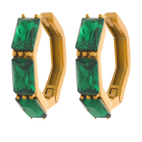 Brinco Argola Huggie Elegante com Zircônias Ouro 18K