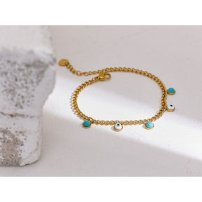 Pulseira Olho Grego em Turquesa e Ouro 18K
