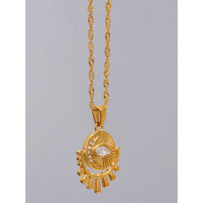 Colar Olho e Lua de Zircônias em Ouro 18K