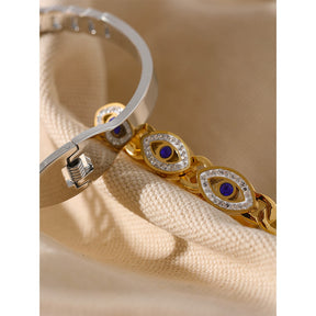 Bracelete Olho Grego em Zircônias em Ouro 18k ou Prata 925