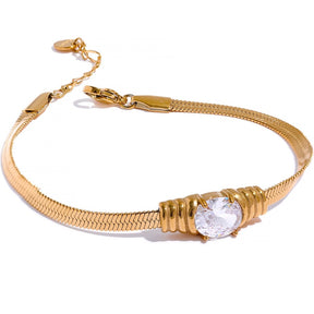 Pulseira Zircônia Solitária em Malha de Prata 925 e Ouro 18K