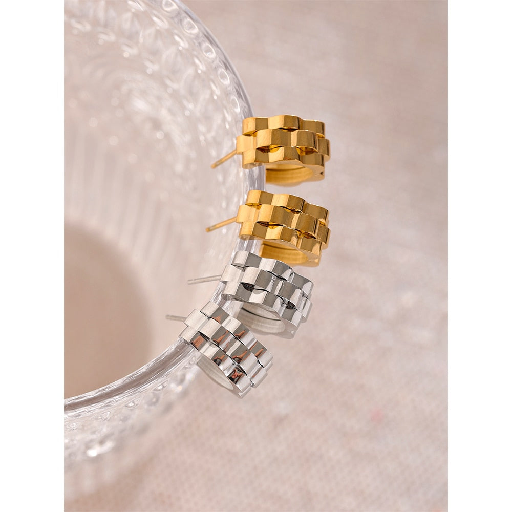 Brinco Argola Geométrica em Ouro 18K e Prata 925