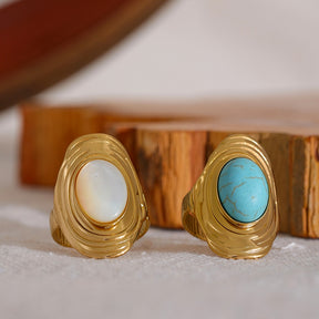 Anel Pedras Naturais em Ouro 18K