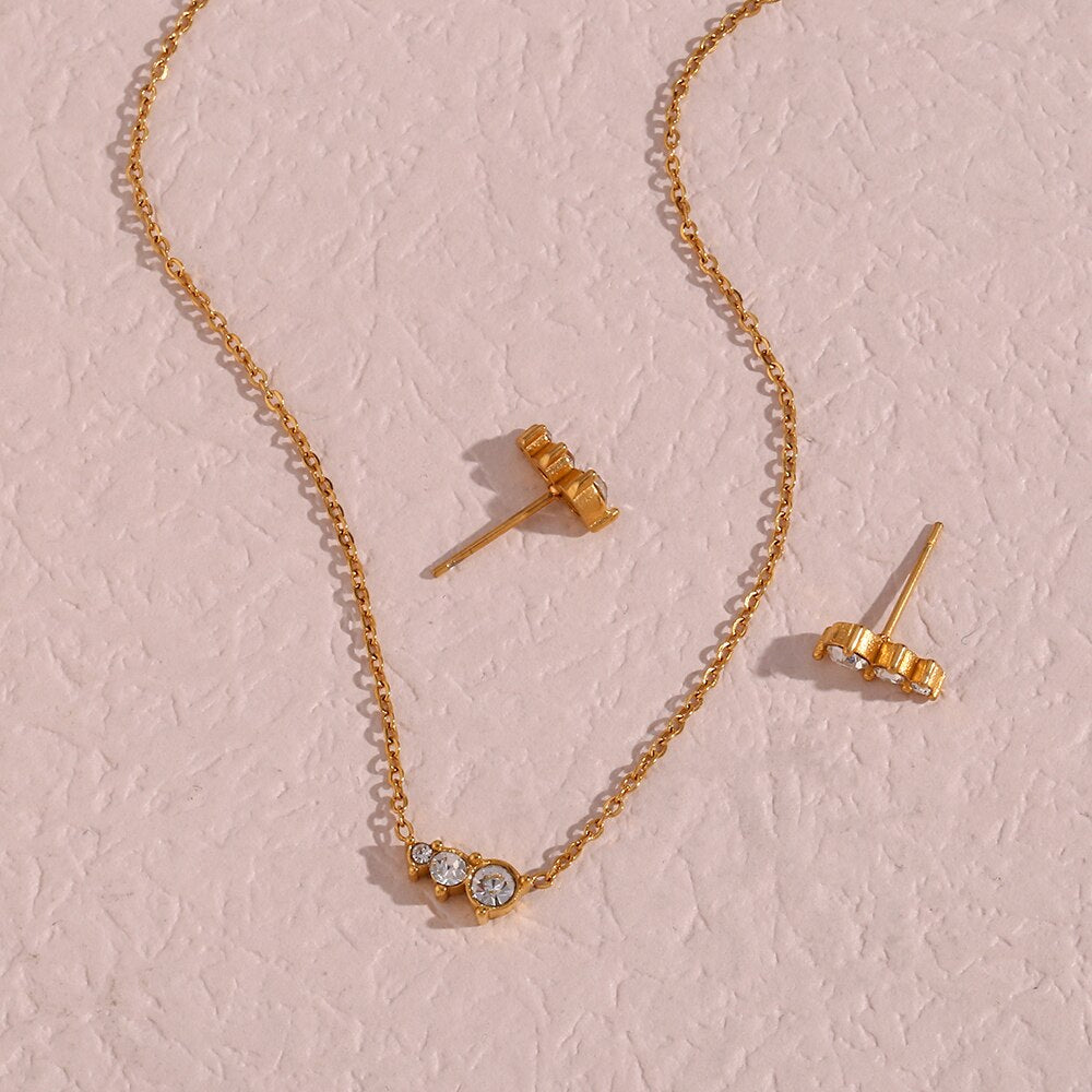 Conjunto Colar e Brincos Delicarium em Ouro 18K e Zircônias