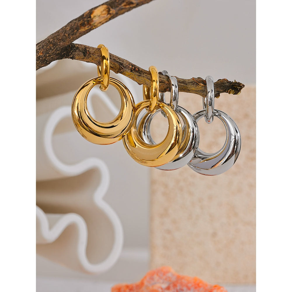 Brinco Argola Dupla em Ouro 18K e Prata 925