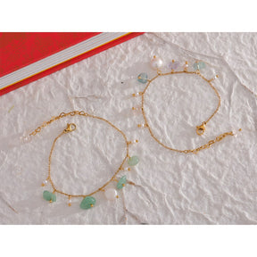 Pulseira Pedras Naturais e Pérolas Barrocas em Ouro 18K