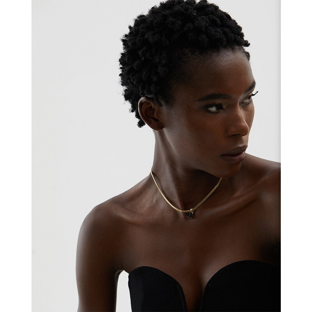 Colar Corrente de Malha com Pingente em Zircônia Ouro 18K