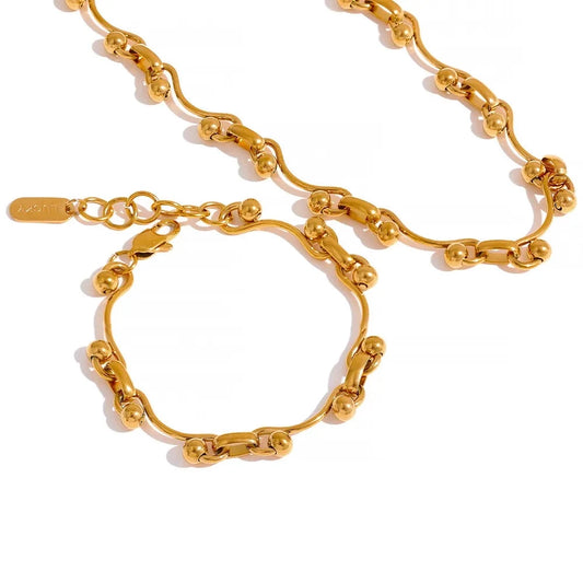 Conjunto Colar e Pulseira Brianna em Ouro 18K