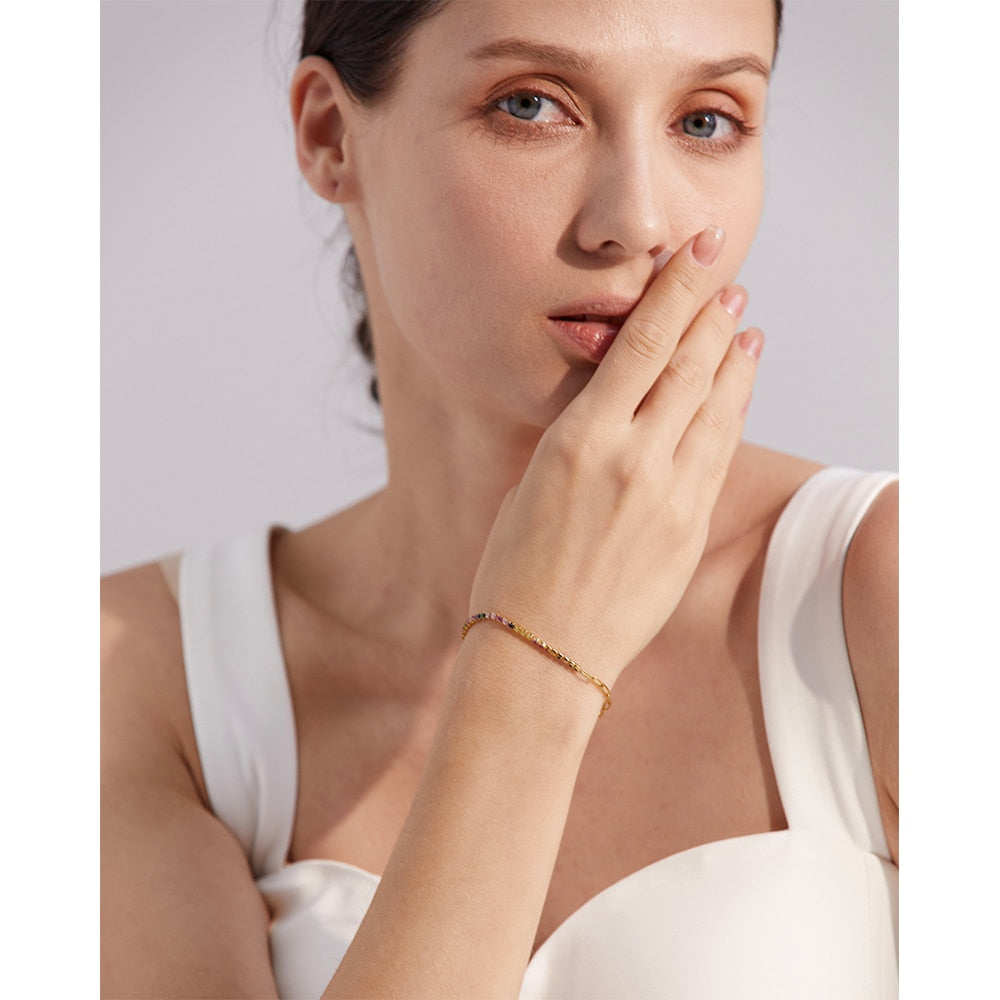 Pulseira Half Riviera de Zircônias em Ouro 18K