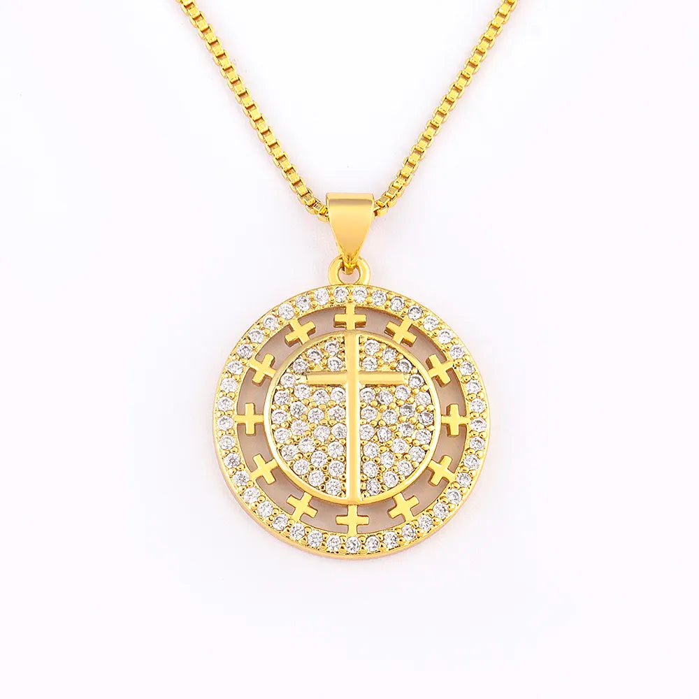 Colar Crucifixo Cravejado de Zircônias Cristalinas