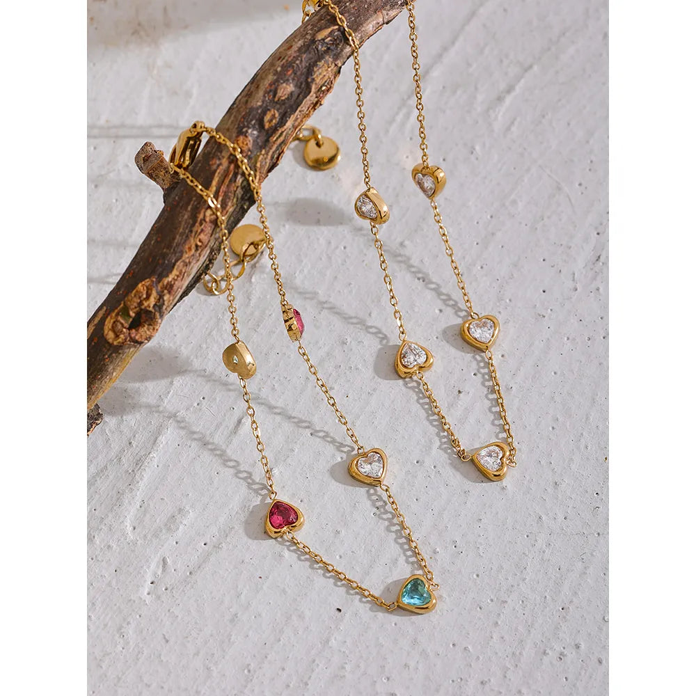 Tornozeleira Mini Corações de Zircônia