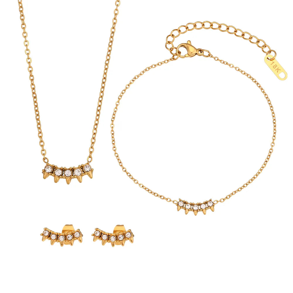 Conjunto 3 Peças Mamacita Zircônias e Ouro 18K