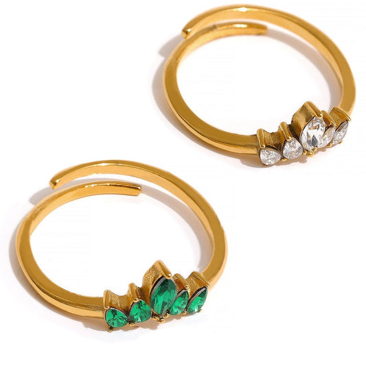 Anel Coroa de Zircônias em Ouro 18K