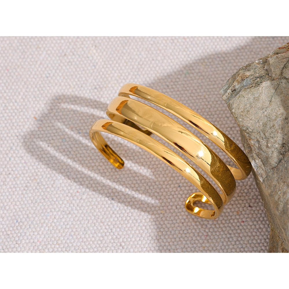 Bracelete Triplo Arco em Ouro 18K
