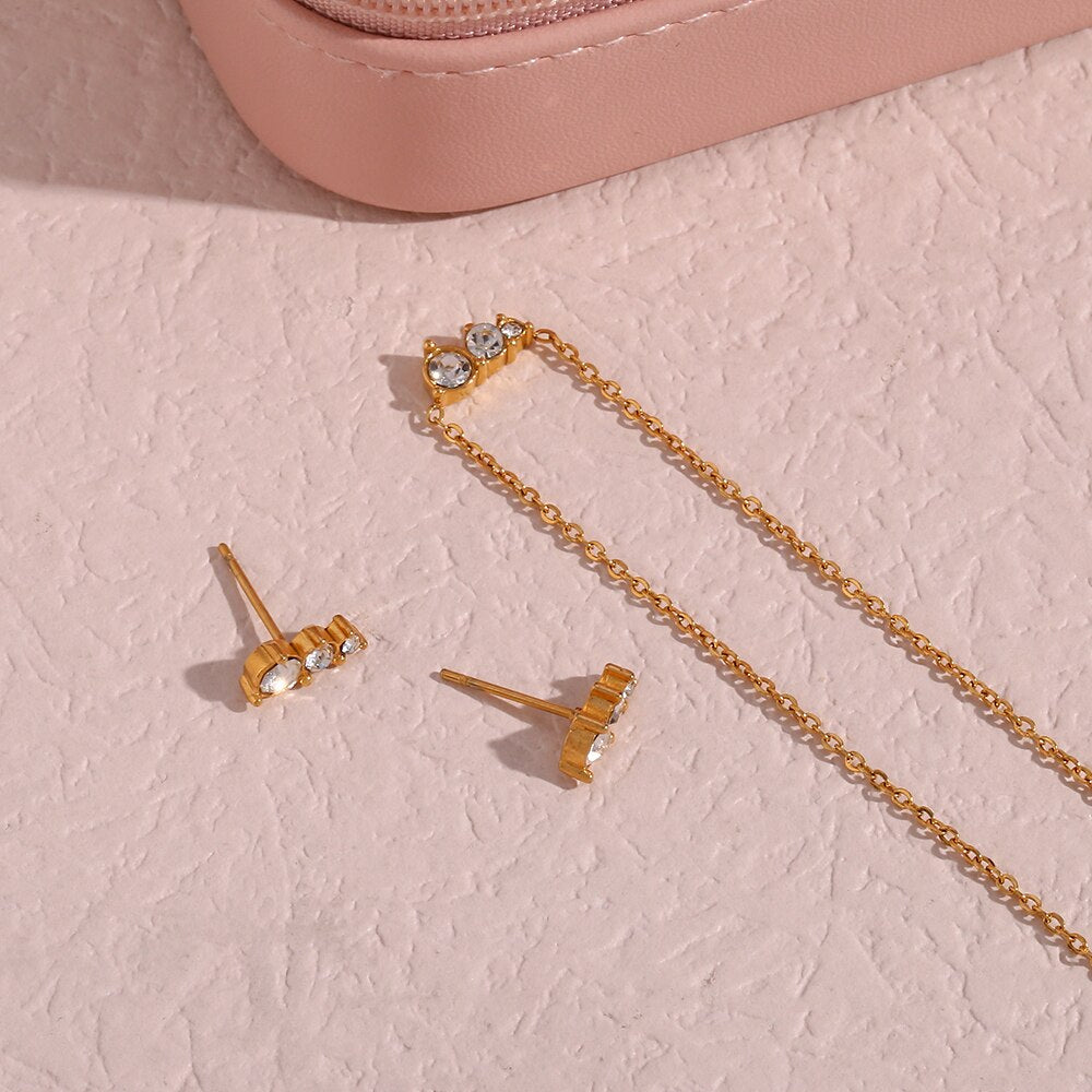 Conjunto Colar e Brincos Delicarium em Ouro 18K e Zircônias