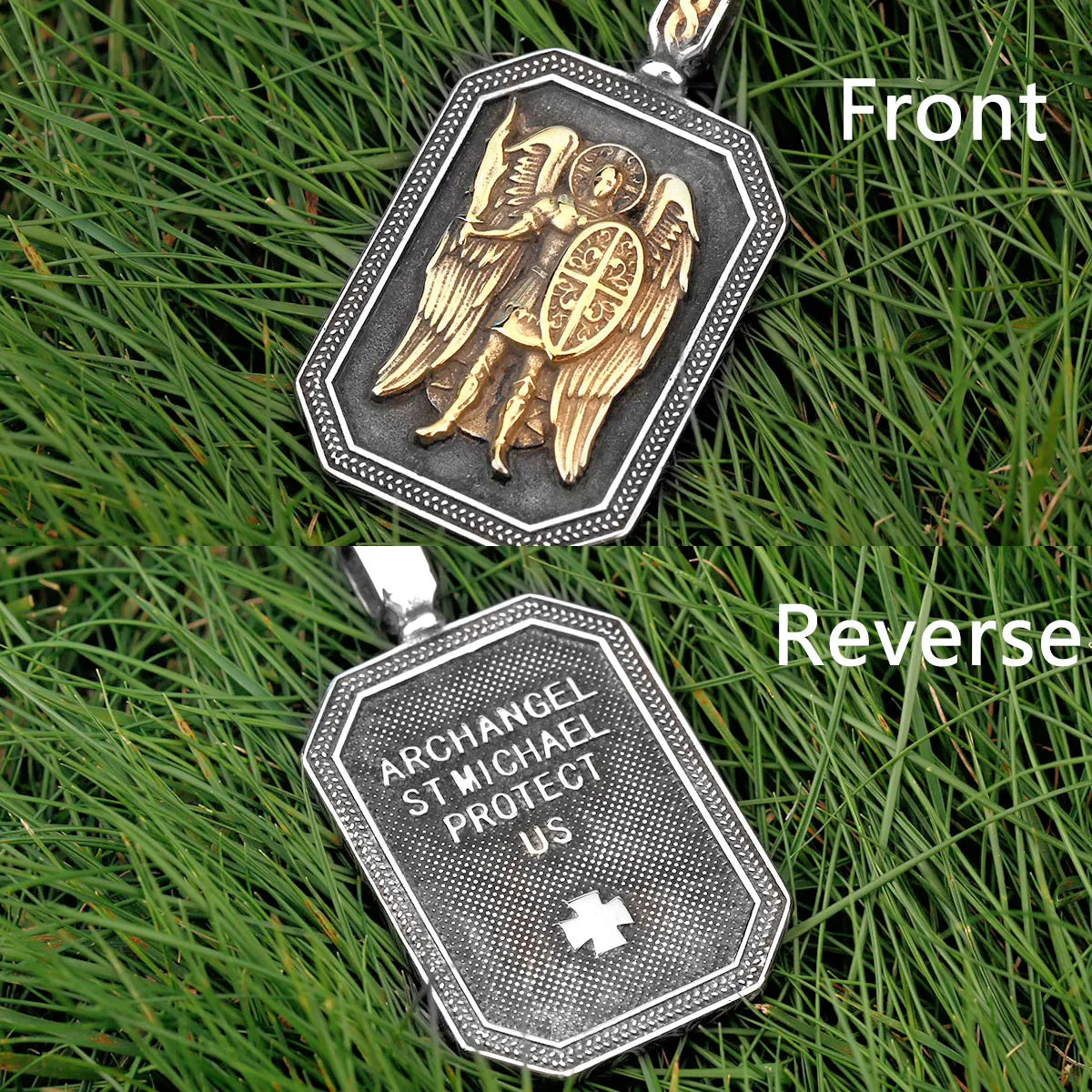 Colar de São Miguel Arcanjo Dupla Face Vintage