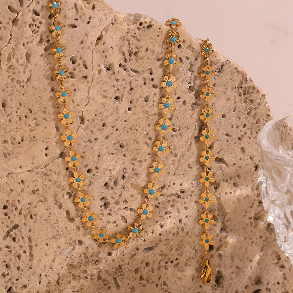 Conjunto Colar e Pulseira Fiori em Ouro 18K