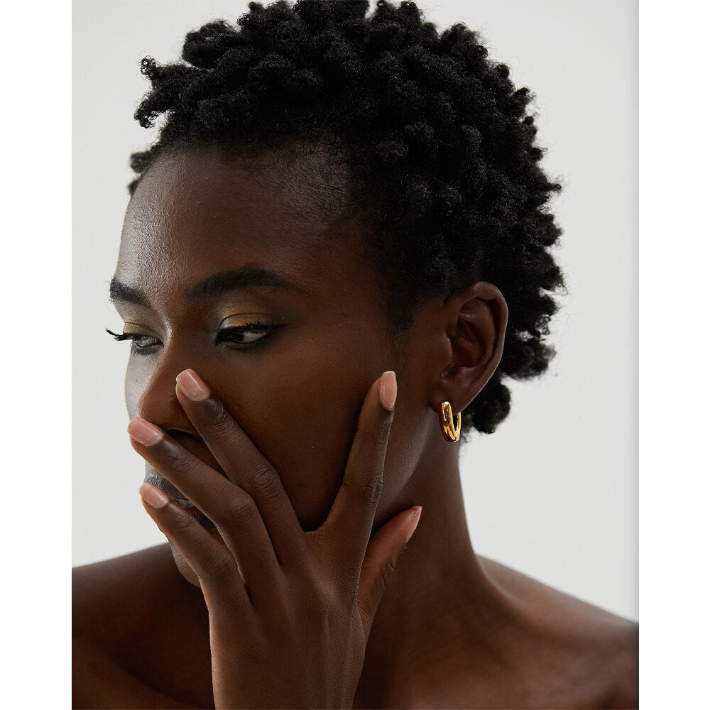 Brinco Chunky Hoop Minimalista em Ouro 18k