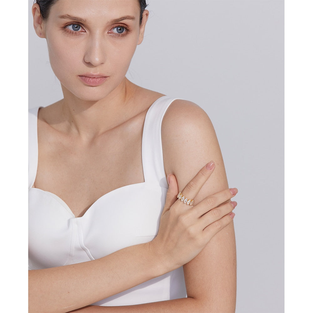 Anel Coroa Brilhante de Zircônias em Ouro 18K