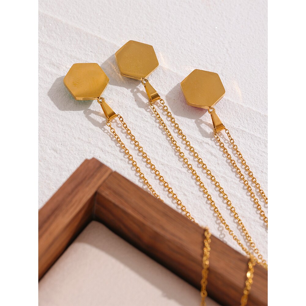 Colar Pedra Ágata Hexagonal em 2 Cores