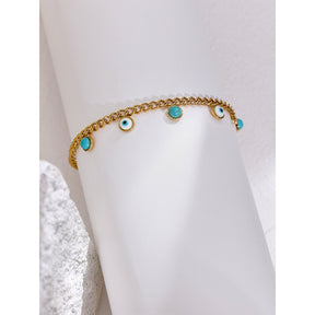 Pulseira Olho Grego em Turquesa e Ouro 18K