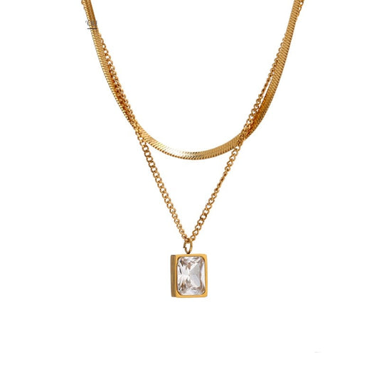 Conjunto 2 Colares com Pingente de Zircônia Cúbica em Ouro 18k