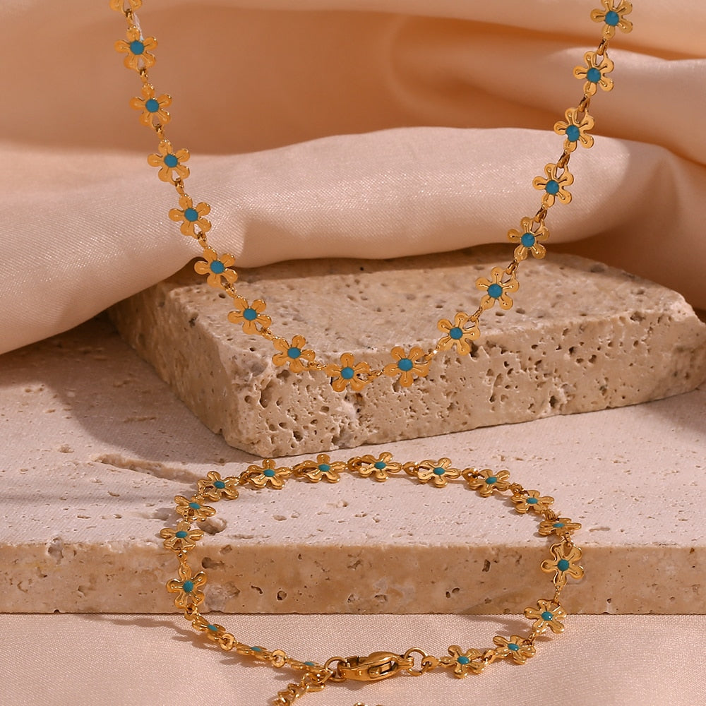 Conjunto Colar e Pulseira Fiori em Ouro 18K